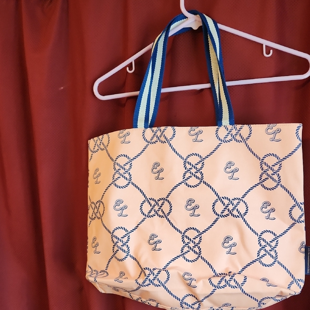 Elegant Cream and Blue Tote Bag